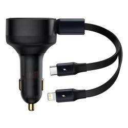 Baseus Nabíječka do auta Enjoyment s kabelem USB-C + Lightning 3A, 30W (černá) Baseus Nabíječka do auta Enjoyment s kabelem USB-C + Lightning 3A, 30W (černá)