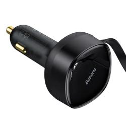 Baseus Nabíječka do auta Enjoyment s kabelem USB-C + Lightning 3A, 30W (černá)