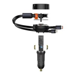 Baseus Nabíječka do auta Enjoyment s kabelem USB-C + Lightning 3A, 30W (černá)