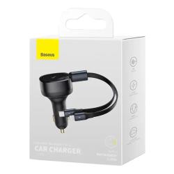 Baseus Nabíječka do auta Enjoyment s kabelem USB-C + Lightning 3A, 30W (černá)