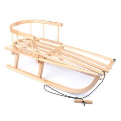 BAYO Dětské celodřevěné sáňky s opěradlem a provázkem 90 cm