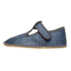 BEDA s.r.o. Dětské barefootové textilní papuče na suchý zip Beda - modrá POUZE EU 27 (VÝPRODEJ)