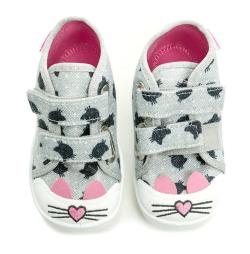 Befado 212P078 šedo ružové detské plátené tenisky