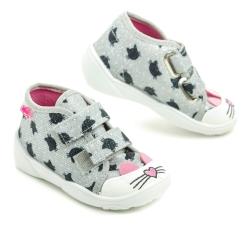 Befado 212P078 šedo ružové detské plátené tenisky