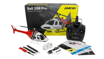 Amewi Bell 206 Jet Ranger PRO 6kanálový 6G RTF Brushless CP RC vrtulník