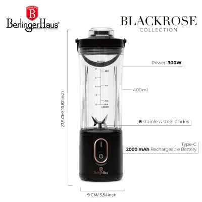 Berlingerhaus Přenosný aku mixér USB-C Black Rose Collection