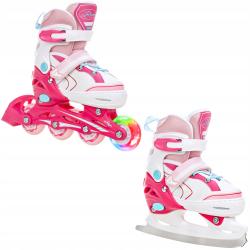 Raven Lia PINK dětské kolečkové brusle 2v1 s LED