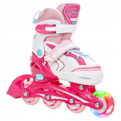 Raven Lia PINK dětské kolečkové brusle 2v1 s LED