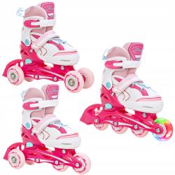 Raven Lia PINK detské korčule 3v1 s LED kolieskom