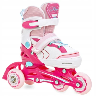 Raven Lia PINK dětské brusle 3v1 s led kolečkem
