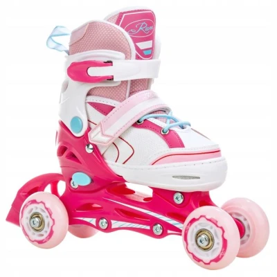 Raven Lia PINK dětské brusle 3v1 s led kolečkem