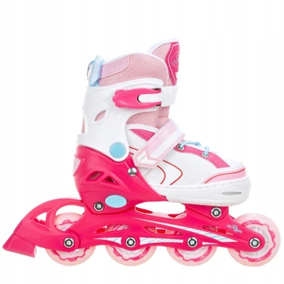 Raven Lia PINK dětské brusle 4v1 s led kolečkem