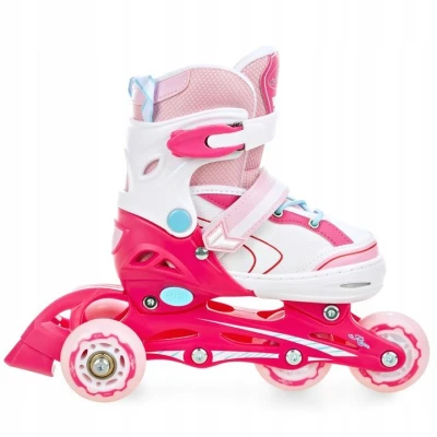 Raven Lia PINK dětské brusle 4v1 s led kolečkem