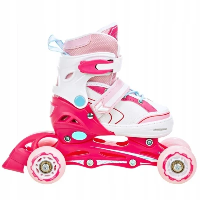 Raven Lia PINK dětské brusle 4v1 s led kolečkem