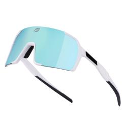 Force GLARE bílé, modré zrc. sklo cyklistické brýle