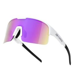 Force SPIRE bílé cyklistické brýle, fialové zrc. sklo