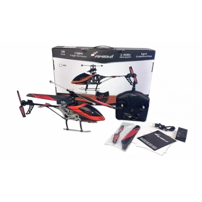BUZZARD V2 jednorotorový vrtulník se stabilizací, 4ch, RTF, 2,4 GHz, červený + sleva 300,- na příslušenství