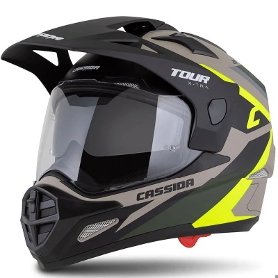 CASSIDA Tour 2.0 X-tra matná pískovo-fluo žluto-zeleno-černá enduro přilba na motorku