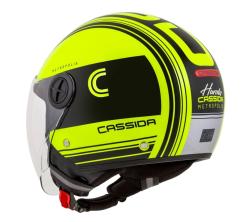 Cassida Handy Metropolis Safety fluo žluto-černo-reflexní šedá otevřená přilba na motorku