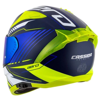 Cassida Integrální helma na motorku Aero Drome modro-fluo žluto-světle modro-bílá