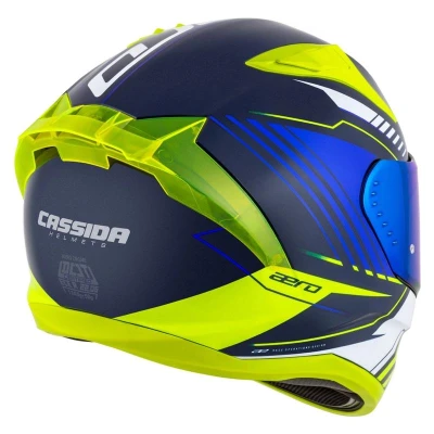 Cassida Integrální helma na motorku Aero Drome modro-fluo žluto-světle modro-bílá