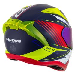 Cassida Integrální helma na motorku Aero Drome perleťově modro-žluto-oranžovo-červeno-bílá