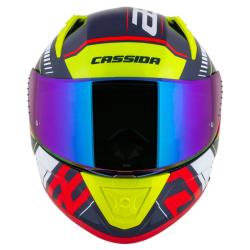 Cassida Integrální helma na motorku Aero Drome perleťově modro-žluto-oranžovo-červeno-bílá