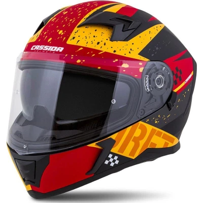 CASSIDA Integral 3.0 DRFT oranžovo-fluo červená integrální přilba na motorku