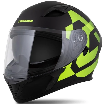 CASSIDA Orbit Grind matná černo-fluo žlutá integrální helma na motorku