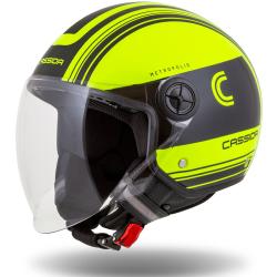 Cassida Handy Metropolis Safety fluo žlto-čierno-reflexná sivá otvorená prilba na motorku