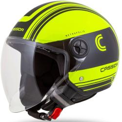 Cassida Handy Metropolis Safety fluo žluto-černo-reflexní šedá otevřená přilba na motorku Cassida Handy Metropolis Safety fluo žluto-černo-reflexní šedá otevřená přilba na motorku