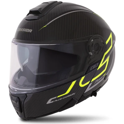 CASSIDA Modulo 2.1 Plus Carbon fluo žluto-stříbrno-černá výklopná helma na motorku