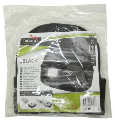 Cattara Čepice BLACK s LED svítilnou USB nabíjení