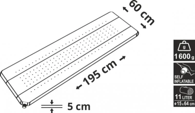 Cattara Karimatka samonafukovací 195x60x5cm modro-šedá