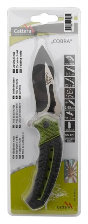 Cattara Nůž zavírací COBRA 20cm s pojistkou zelená-černá