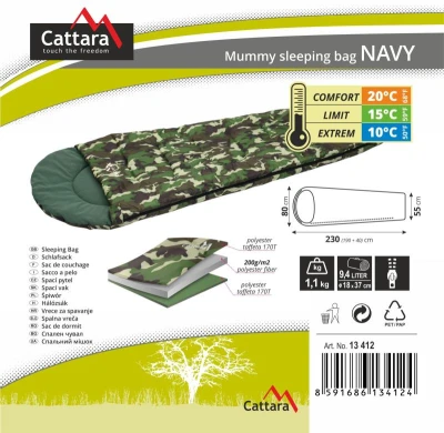 Cattara Spací pytel mumie NAVY 10°C