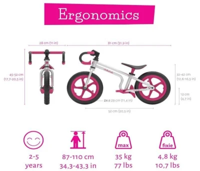 Chillafish Fixie Pink odrážedlo