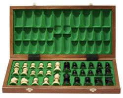 Chopra Šachy Staunton Senator De Luxe ebenové s intarzovanou skládací šachovnicí Old Style