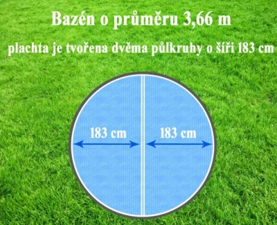 Cornisun kruh 360-366 cm půlený - solární plachta