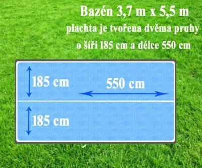 Cornisun obdelník 3,7 x 5,5 m (2 nesvařené pruhy) - solární plachta