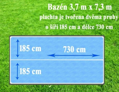 Cornisun obdelník 3,7 x 7,3 m (2 nesvařené pruhy) - solární plachta