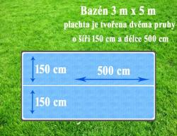Cornisun obdelník 3 x 5 m (2 nesvařené pruhy) - solární plachta