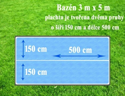 Cornisun obdelník 3 x 5 m (2 nesvařené pruhy) - solární plachta