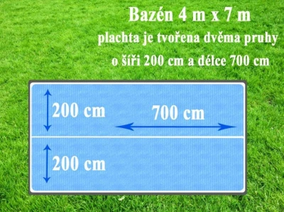 Cornisun obdelník 4 x 7 m (2 nesvařené pruhy) - solární plachta