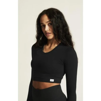 Craft Collective Rib Cropped LS W 1916014 dámský top - černá (999000)
