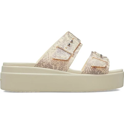 Crocs Brooklyn Snake Buckle Low Wedge vanilla/multi dámské sandály