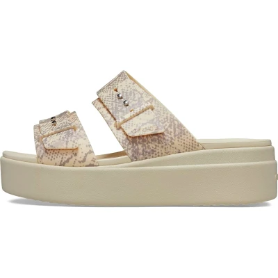 Crocs Brooklyn Snake Buckle Low Wedge vanilla/multi dámské sandály