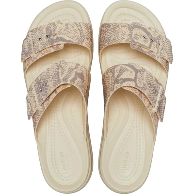 Crocs Brooklyn Snake Buckle Low Wedge vanilla/multi dámské sandály