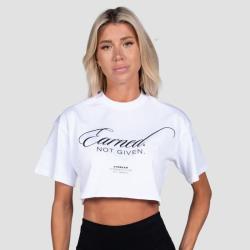 GymBeam Dámské cropped tričko Earned White GymBeam Dámské cropped tričko Earned White