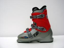 Dětské použité lyžáky Salomon T3 255 mm červeno-stříbrné